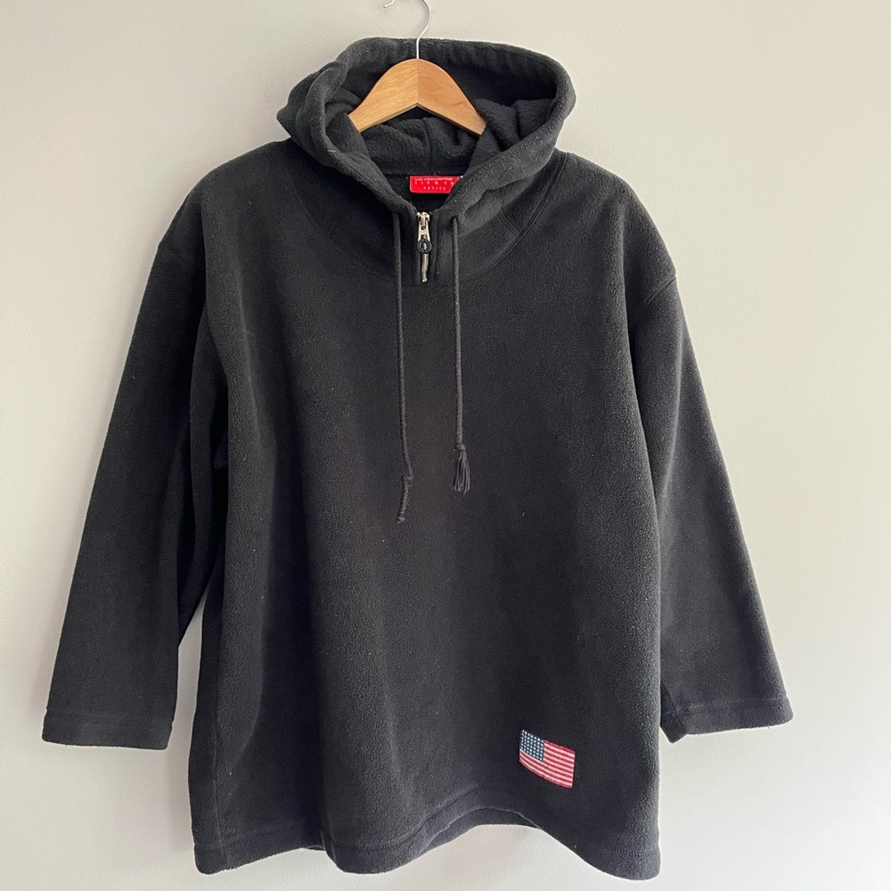 Liz Claiborne Vintage Black Fleece Hoodie size LP